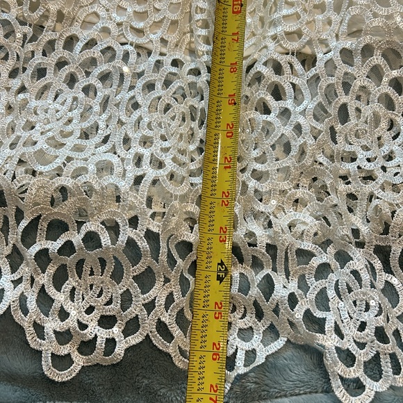 White Two Piece Sequin Open Lace outfit-L-NWT - Picture 9 of 15